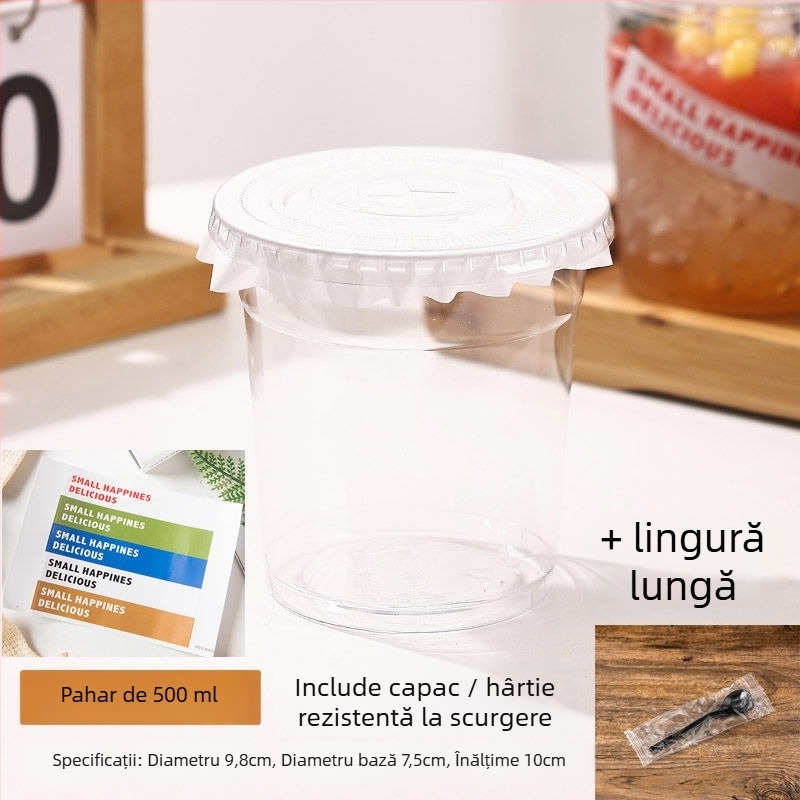 Dudu Cup – Bol transparent de unică folosință pentru ambalare ceai cu lapte, jeleu de gheață și ceai cu lămâie