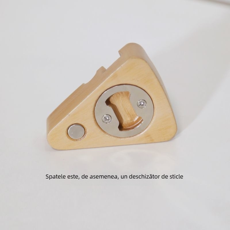 Deschizător de sticle în formă de brânză, cu magnet pentru frigider, 3-în-1 multifuncțional, decor drăguț din lemn, suport pentru telefon