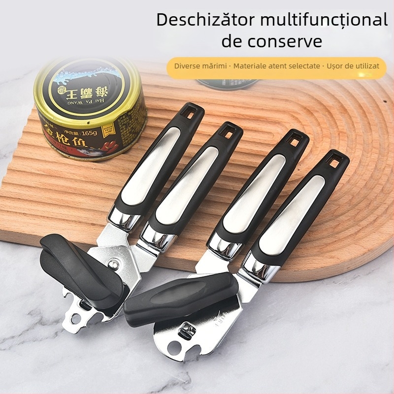 Deschizător de conserve manual din oțel inoxidabil – ustensilă de bucătărie multifuncțională