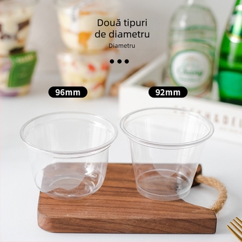 Qicai cupe mini din plastic, de unică folosință, 201-300 ml, pentru cafea, deserturi, jeleu, mousse și puding, PET plastic