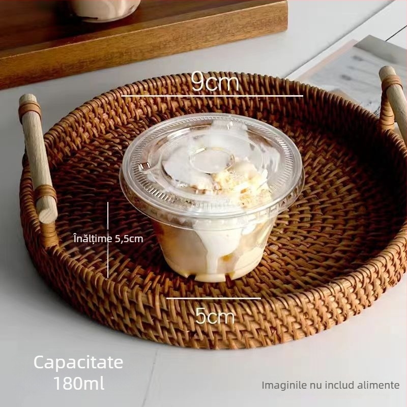 Qicai cupe mini din plastic, de unică folosință, 201-300 ml, pentru cafea, deserturi, jeleu, mousse și puding, PET plastic