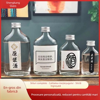 Sticle din sticlă pentru băuturi, gură mică și finisaj mat, dimensiuni 50 ml, 100 ml, 200 ml, 250 ml, 350 ml și 500 ml, pentru vin alb, ambalaj tip ou carton