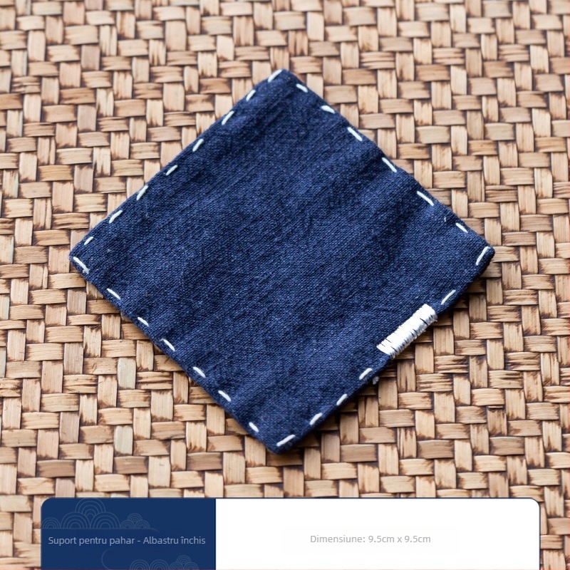 Suport pătrat pentru ceainic în stil Zen japonez, din bumbac și in, broderie manuală, izolație termică pentru ceașcă, accesorii pentru ceremonia ceaiului
