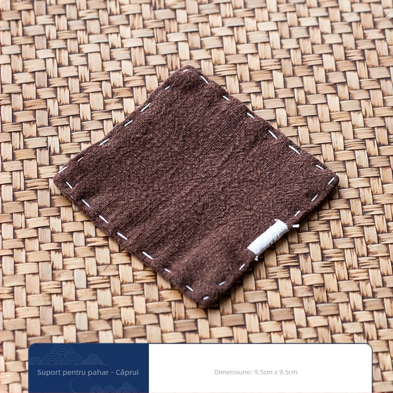 Suport pătrat pentru ceainic în stil Zen japonez, din bumbac și in, broderie manuală, izolație termică pentru ceașcă, accesorii pentru ceremonia ceaiului