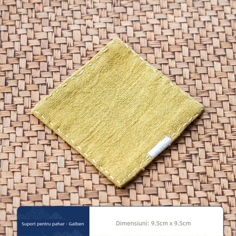 Suport pătrat pentru ceainic în stil Zen japonez, din bumbac și in, broderie manuală, izolație termică pentru ceașcă, accesorii pentru ceremonia ceaiului