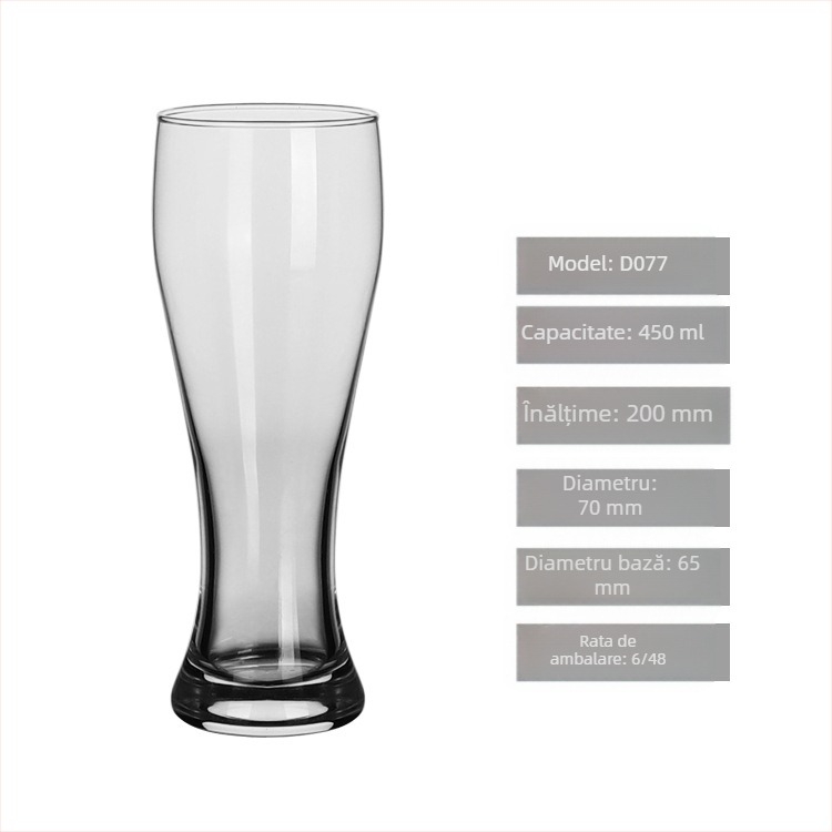 Pahare din sticlă pentru bere artizanală, capacitate mare 501–600 ml, transparent, stil modern pentru baruri și restaurante