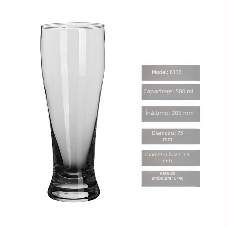 Pahare din sticlă pentru bere artizanală, capacitate mare 501–600 ml, transparent, stil modern pentru baruri și restaurante