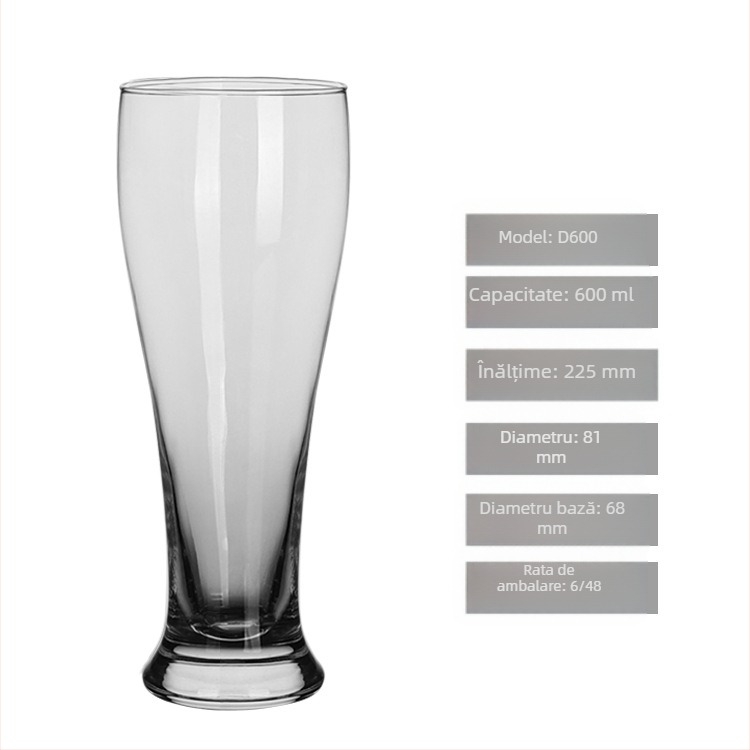 Pahare din sticlă pentru bere artizanală, capacitate mare 501–600 ml, transparent, stil modern pentru baruri și restaurante