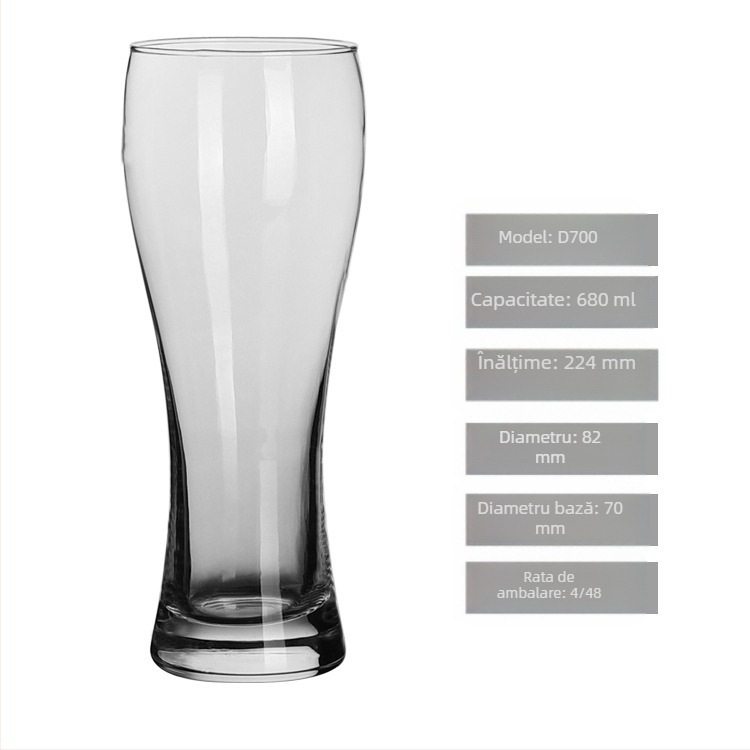 Pahare din sticlă pentru bere artizanală, capacitate mare 501–600 ml, transparent, stil modern pentru baruri și restaurante