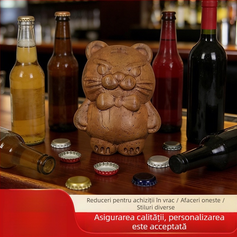 Deschizător de sticle magnetic portabil cu mâner din lemn, multifuncțional pentru uz casnic