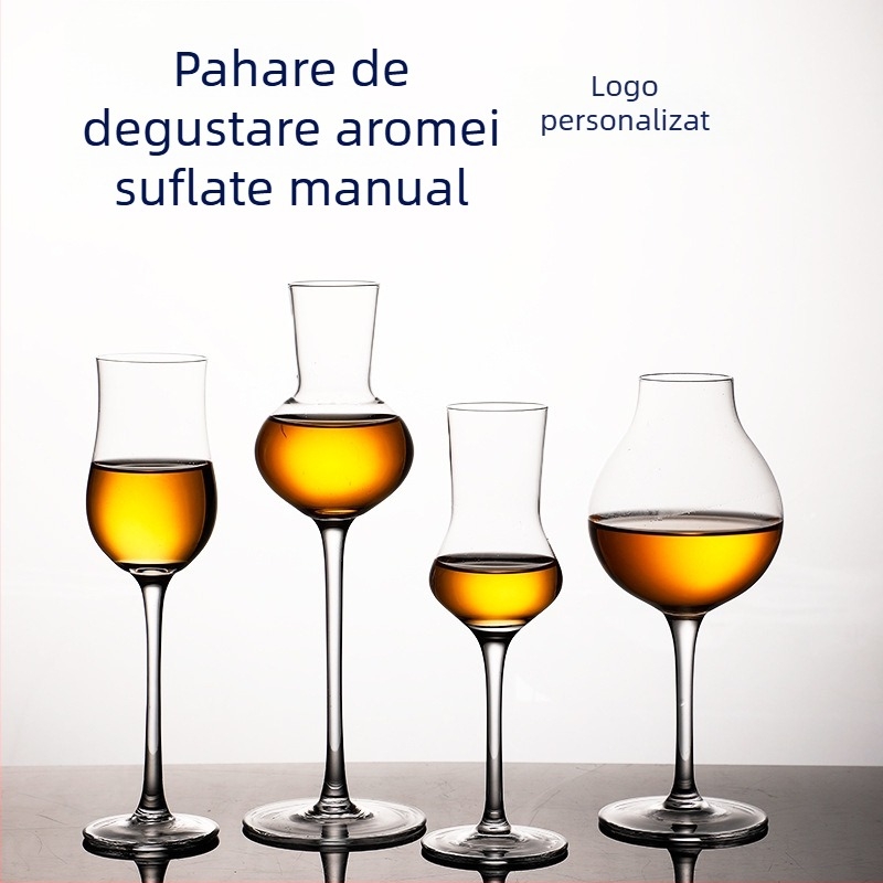 Pahar de degustare din cristal cu picior înalt, design dintr-o singură piesă pentru degustarea vinului, imprimare logo