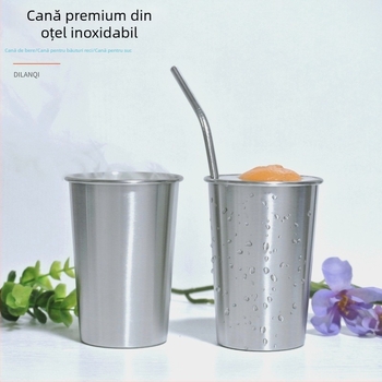 Halbă de bere din oțel inoxidabil 304, 500 ml, margine rulată, simplă și ușor de purtat