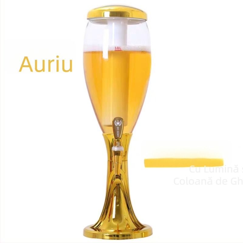 Dispenser de bere cu capacitate mare și iluminare LED, recipient de 3 litri pentru bere, butoi Cola și suc, set de băuturi