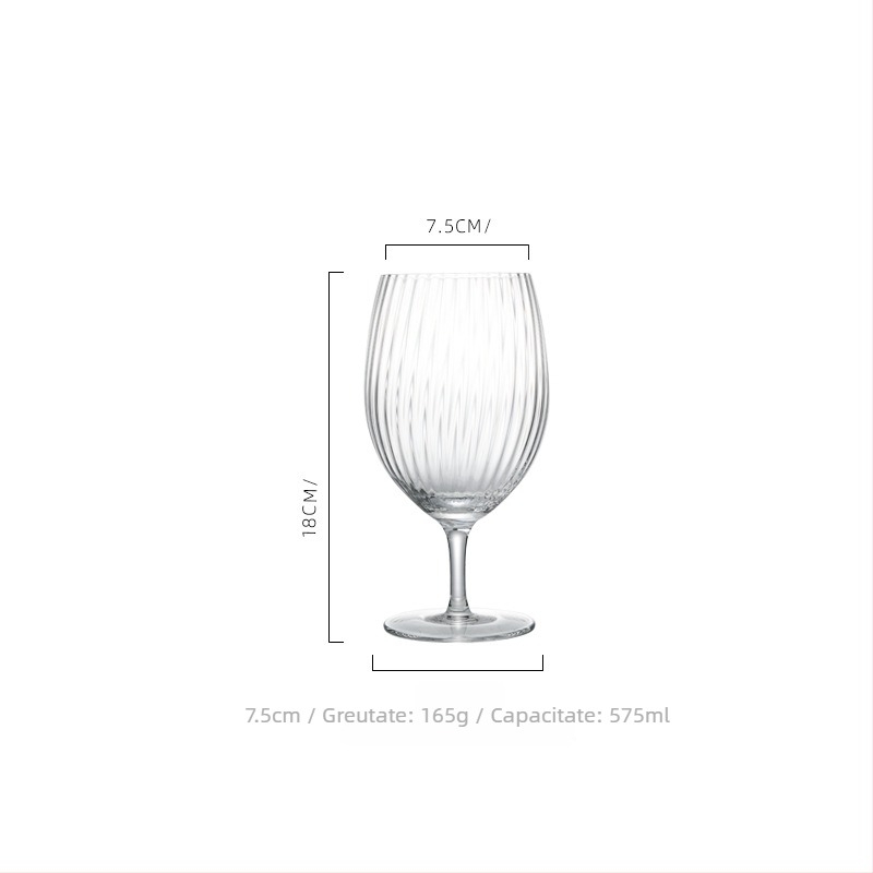 Pahar de vin transparent din cristal cu fețe verticale, potrivit pentru vin roșu, șampanie și coniac, capacitate 301–400 ml