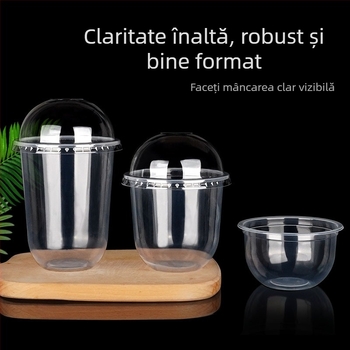 Cupă de desert de unică folosință, în formă de U, cu budincă, înghețată și perle de boba