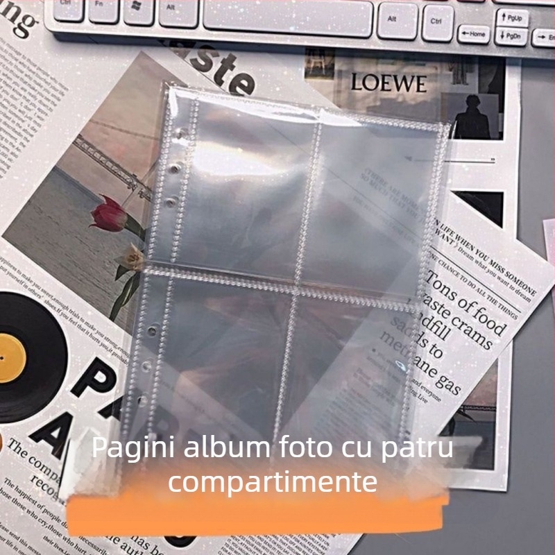 Album A5 cu pagini detașabile, pentru fotografii în stil Polaroid, organizator de carduri, patru compartimente