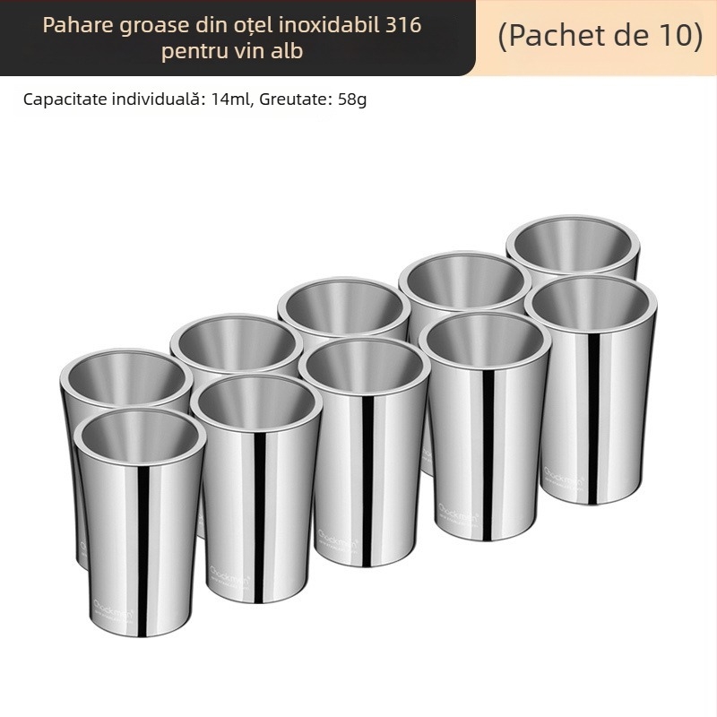 Pahar pentru băuturi spirtoase din oțel inoxidabil 316, îngroșat, rezistent la cădere, capacitate 1–100 ml, design modern minimalist, culoare solidă, un pahar, cu logo imprimat
