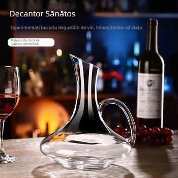 Decantor de vin din cristal, cu mâner și gură înclinată, 1000 ml