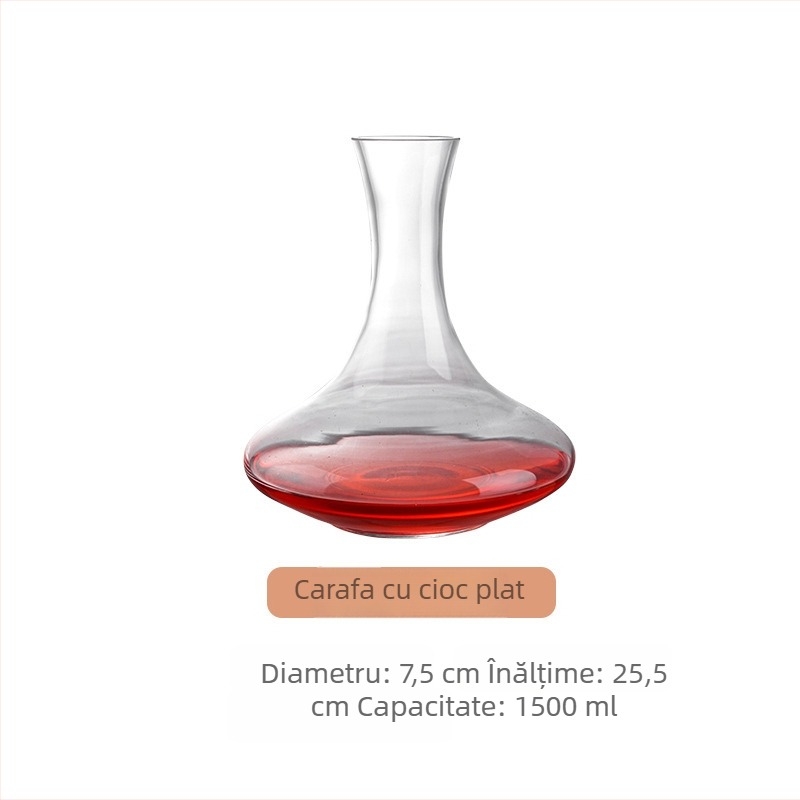 Decantor de vin din cristal, cu mâner și gură înclinată, 1000 ml