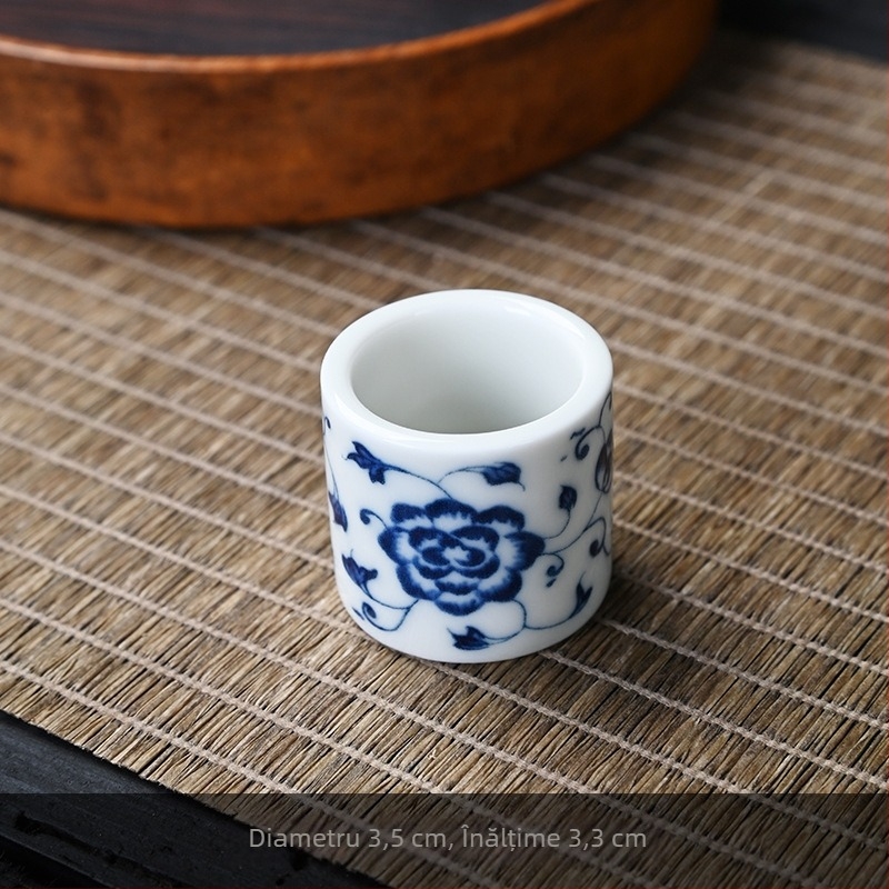 Accesorii pentru ceremonia ceaiului din porțelan bleu-albastru: suport ceramic pentru cești, suport pentru ceainic, tavă pentru ceai, covoraș termic pentru ceai, set retro Kung Fu pentru ceai