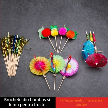 Umbrele mini din hârtie cu design floral pentru cocktailuri și fructe, de unică folosință