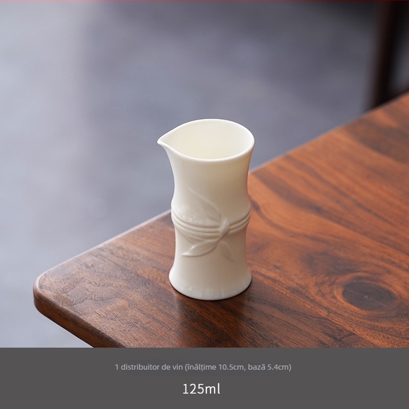 Set de vin din porțelan Dehua Kaolin cu model de bambus, decantor mic, pahare de vin roșu și alb, stil chinezesc