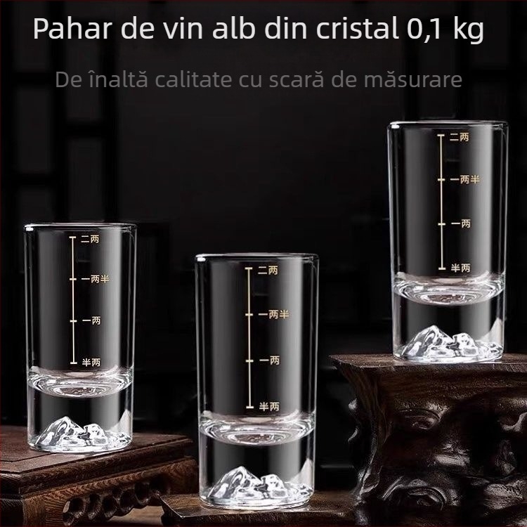 Pahar pentru băuturi spirtoase, cu măsurare, 101-200 ml, bază în formă de iceberg, design modern minimalist pentru ospitalitate