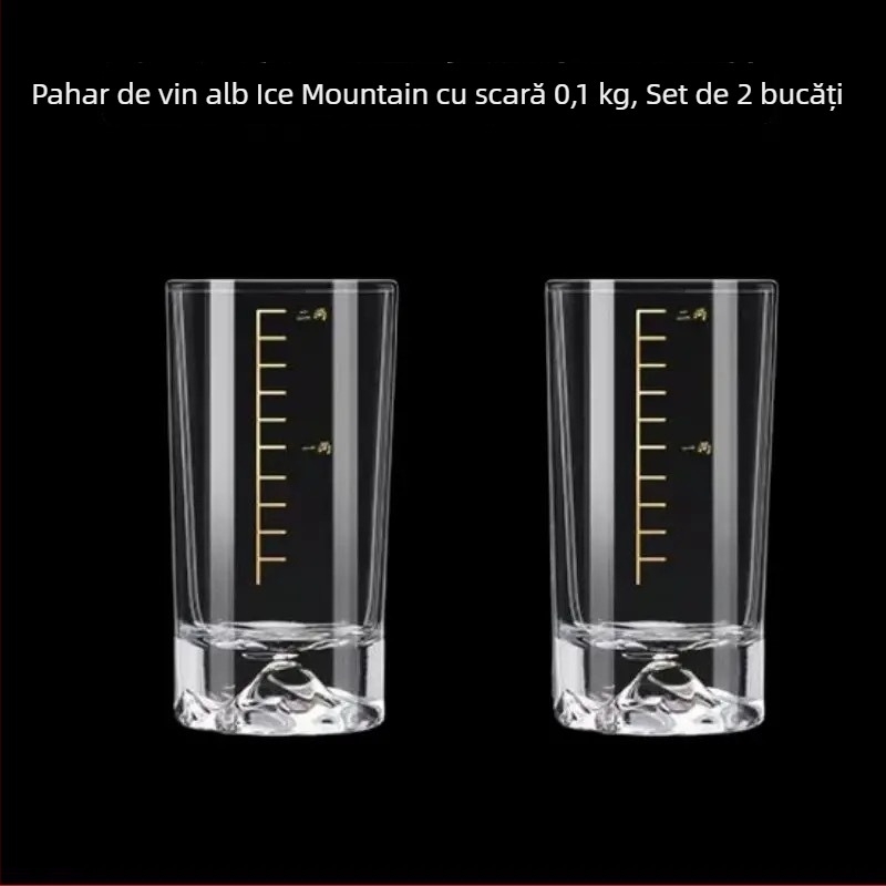 Pahar pentru băuturi spirtoase, cu măsurare, 101-200 ml, bază în formă de iceberg, design modern minimalist pentru ospitalitate