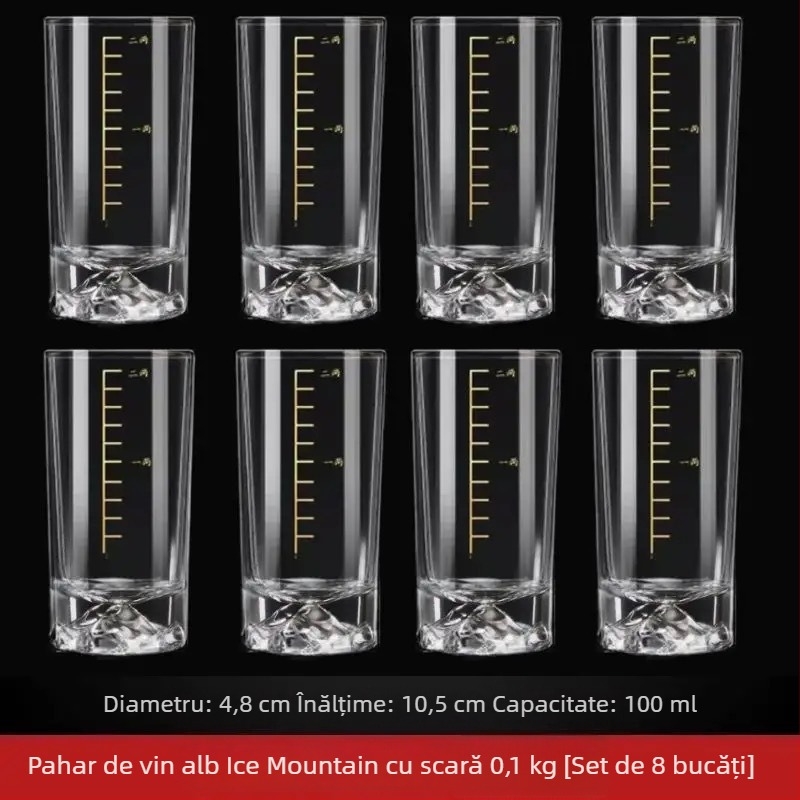 Pahar pentru băuturi spirtoase, cu măsurare, 101-200 ml, bază în formă de iceberg, design modern minimalist pentru ospitalitate