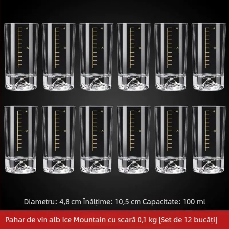 Pahar pentru băuturi spirtoase, cu măsurare, 101-200 ml, bază în formă de iceberg, design modern minimalist pentru ospitalitate
