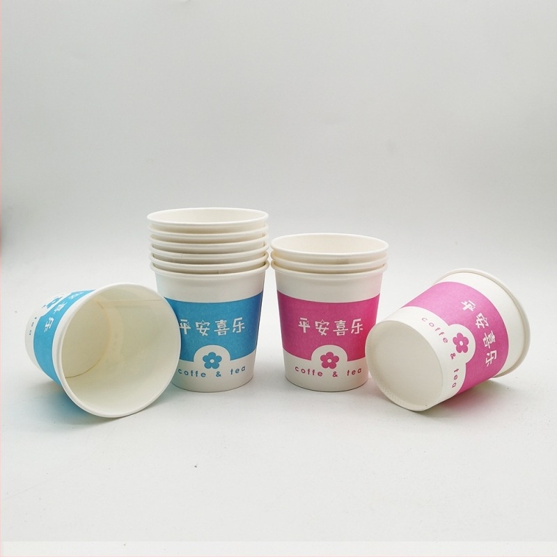 Pahare de hârtie de unică folosință, 101–200 ml, acoperite, pentru băuturi calde și reci, ambalate în vrac în set de 50 de bucăți, imprimare logo disponibilă