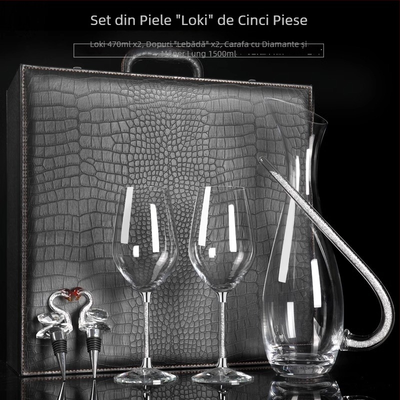 Decantor de vin din sticlă cu cristale încrustate, dispenser de vin pentru uz casnic, pahar de vin, pahar de vin roșu, stil nordic minimalist