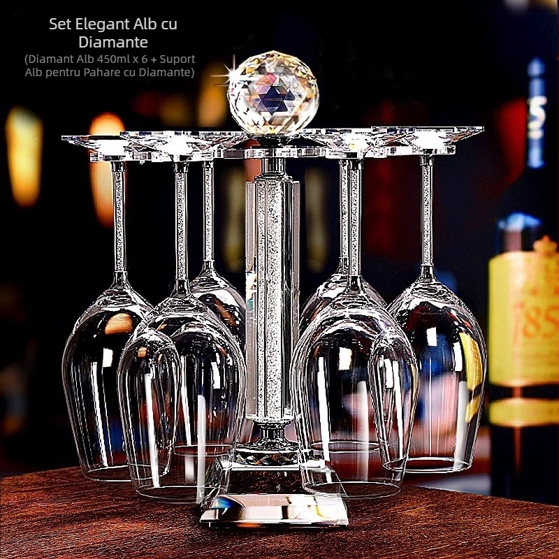 Decantor de vin din sticlă cu cristale încrustate, dispenser de vin pentru uz casnic, pahar de vin, pahar de vin roșu, stil nordic minimalist