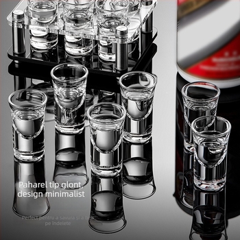 Set pentru vin și pahare de licor, 6 decantatoare și 6 pahare cu picior gros, rezistente la spargere, pentru catering