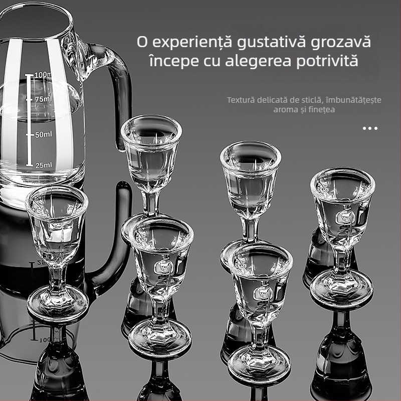 Set pentru vin și pahare de licor, 6 decantatoare și 6 pahare cu picior gros, rezistente la spargere, pentru catering