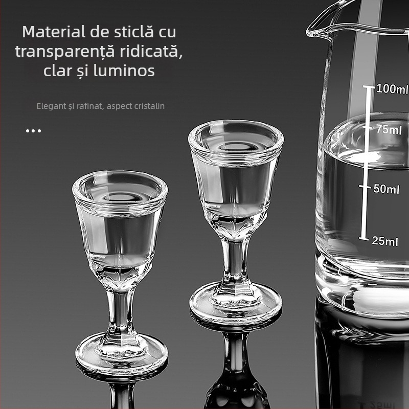 Set pentru vin și pahare de licor, 6 decantatoare și 6 pahare cu picior gros, rezistente la spargere, pentru catering