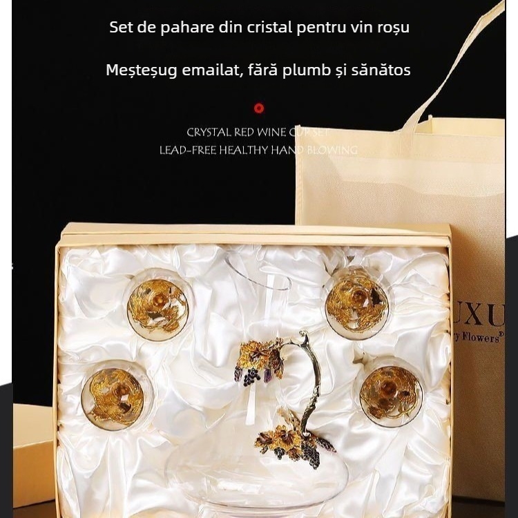 Set de pahare de vin din cristal emailat – stil european, pentru uz casnic, decantator, cadou de nuntă