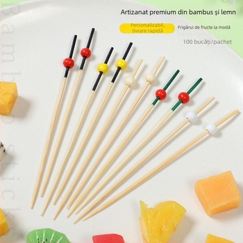 Bețișoare de bambus de unică folosință pentru fructe, sushi, cocktailuri și burgeri – 100 bucăți