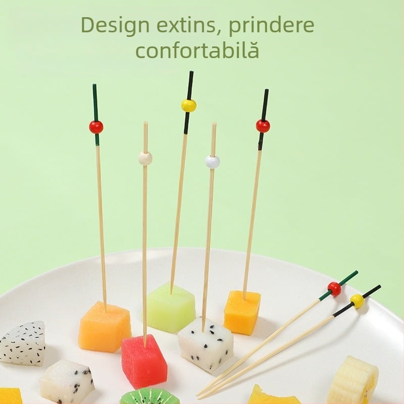 Bețișoare de bambus de unică folosință pentru fructe, sushi, cocktailuri și burgeri – 100 bucăți