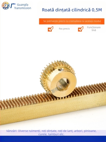 Pinion din alamă, modul 0,5, 40 dinți, cu treaptă înălțată, pinion drept din alamă pentru șină dințată