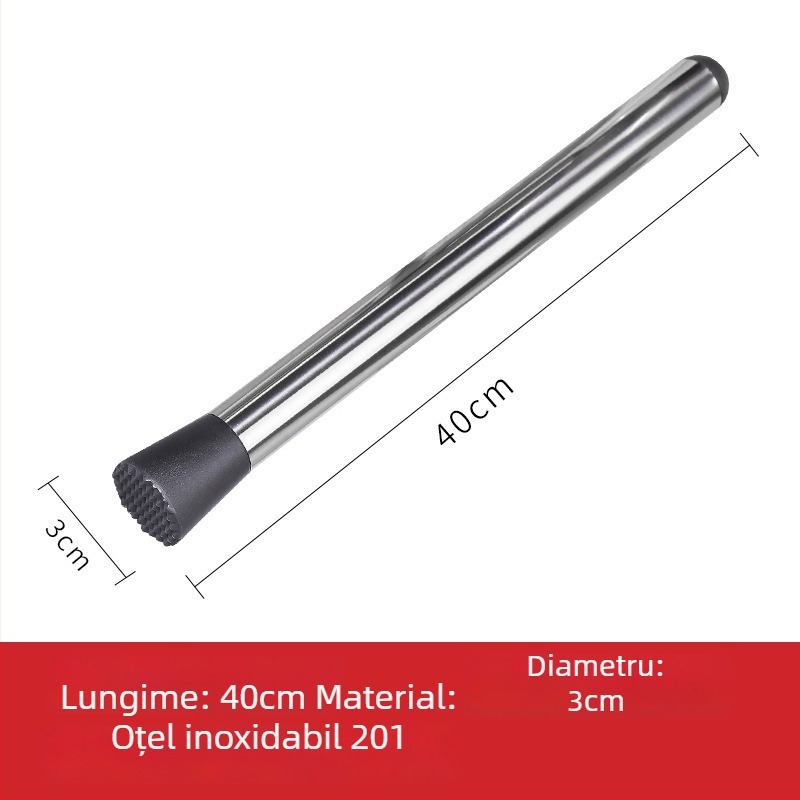 Zdrobitor de gheață din oțel inoxidabil și muddler pentru cocktailuri, ceai cu lapte și lămâie, ustensile de bar