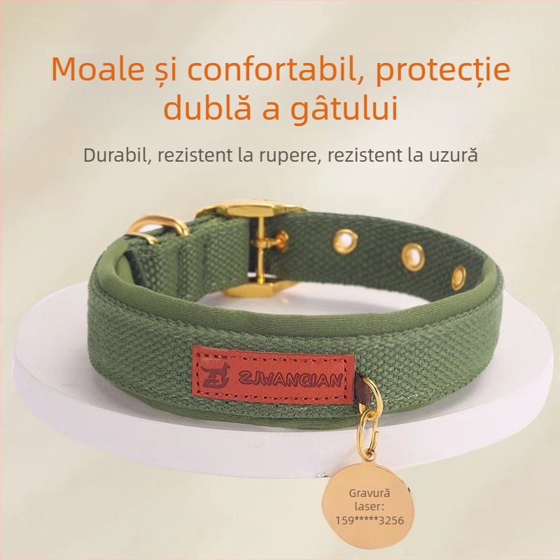 Colar din bumbac pentru câini de talie medie și mare, culoare solidă, potrivit pentru corgi