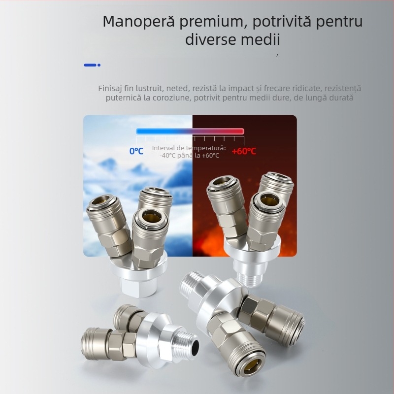 SMYSMV4 Conector rapid tip C – conector circular cu trei și două căi, filet intern și extern, accesorii pneumatice pentru pompă, linie de aer cu închidere proprie