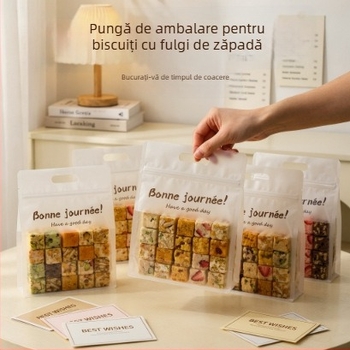 Pungi transparente de ambalare cu mâner, sigilare automată, pentru fursecuri cu merișe, bomboane și produse de coacere