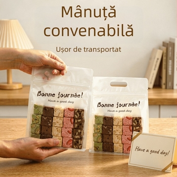 Pungi transparente de ambalare cu mâner, sigilare automată, pentru fursecuri cu merișe, bomboane și produse de coacere