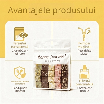 Pungi transparente de ambalare cu mâner, sigilare automată, pentru fursecuri cu merișe, bomboane și produse de coacere