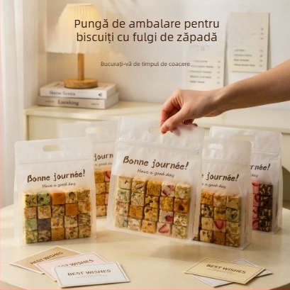 Pungi transparente de ambalare cu mâner, sigilare automată, pentru fursecuri cu merișe, bomboane și produse de coacere