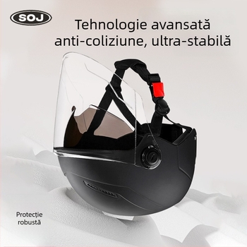 Cască pentru motocicletă electrică, conform noului standard național 3C, pentru bărbați și femei, tip semi, patru sezoane, protecție UV, ABS.