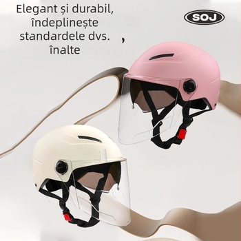 Cască pentru motocicletă electrică, conform noului standard național 3C, pentru bărbați și femei, tip semi, patru sezoane, protecție UV, ABS.