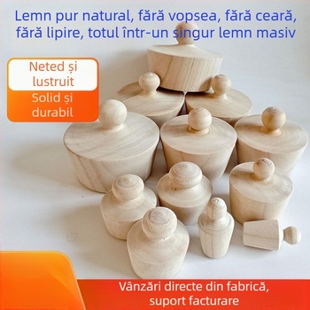 Dop din lemn pentru borcan de vin, dop pentru termos și capac din lemn cu gât din plută